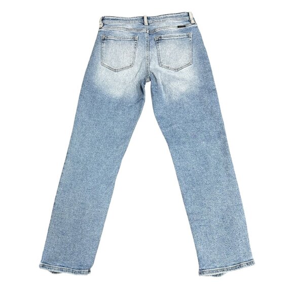 KanCan Women 26 Light Wash Blue Ankle Jeans Stretch Straight Mid RIse Ripped Hem - Picture 15 of 16